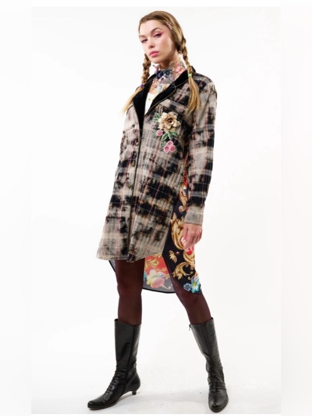 NWOT Aratta Silent Journey Queen Rules Shirt Plaid Dress